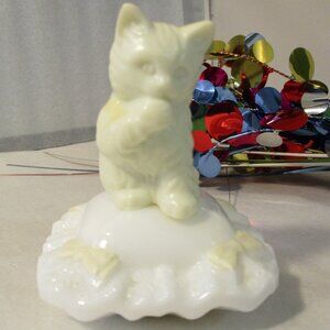 Avon Bottle Cat on Pillow Sitting Pretty Kitty Licking Paws